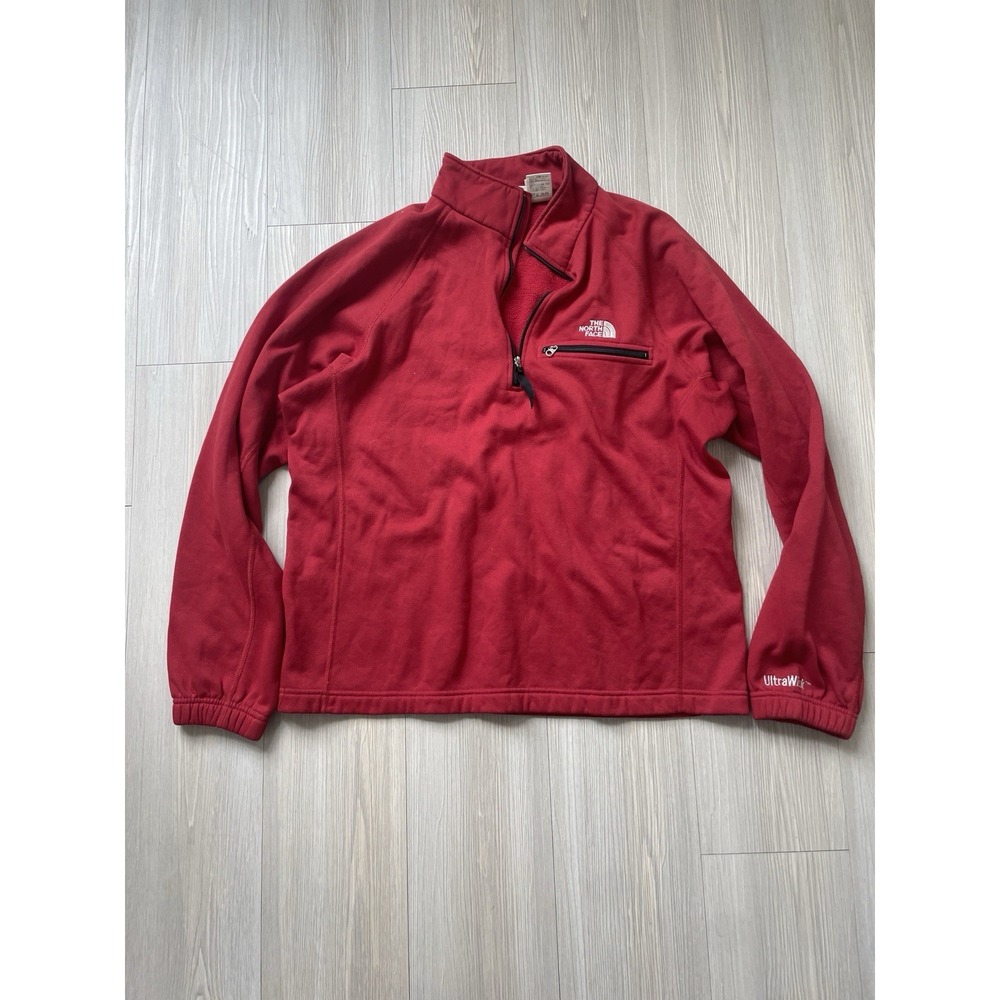 North Face Men's Size Small Red Quarter Zip Pullover Sweatshirt Ultra Wick